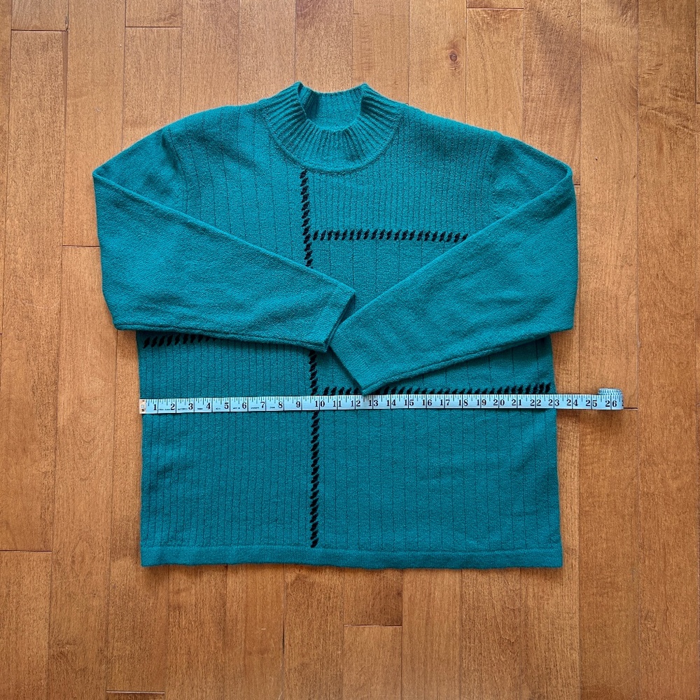 Allison Daley Teal Sweater with Black Stitching Design - Picture 5 of 7